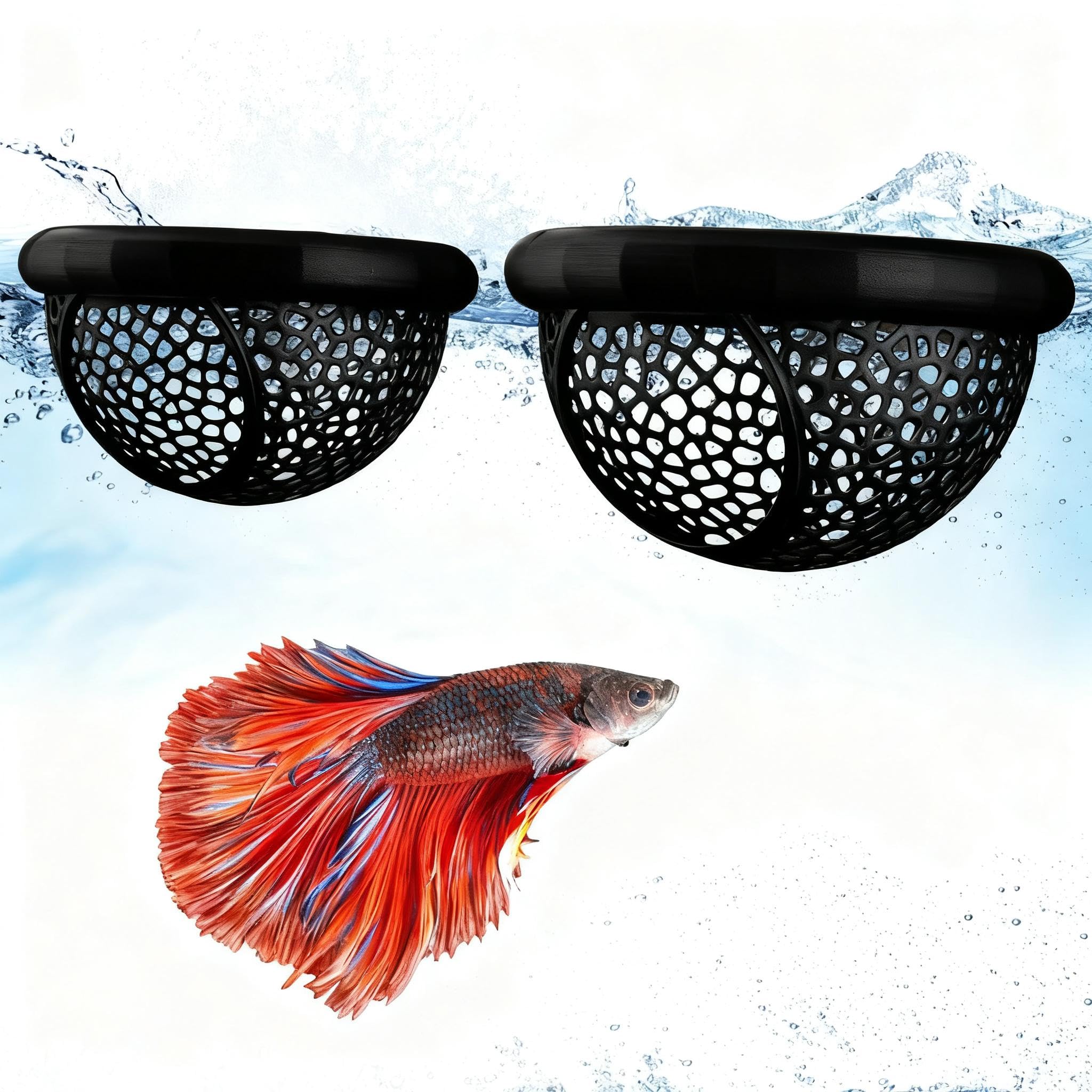 Jieting refugio betta flotante 10x10 cm, descanso seguro para bettas y pequeños peces.