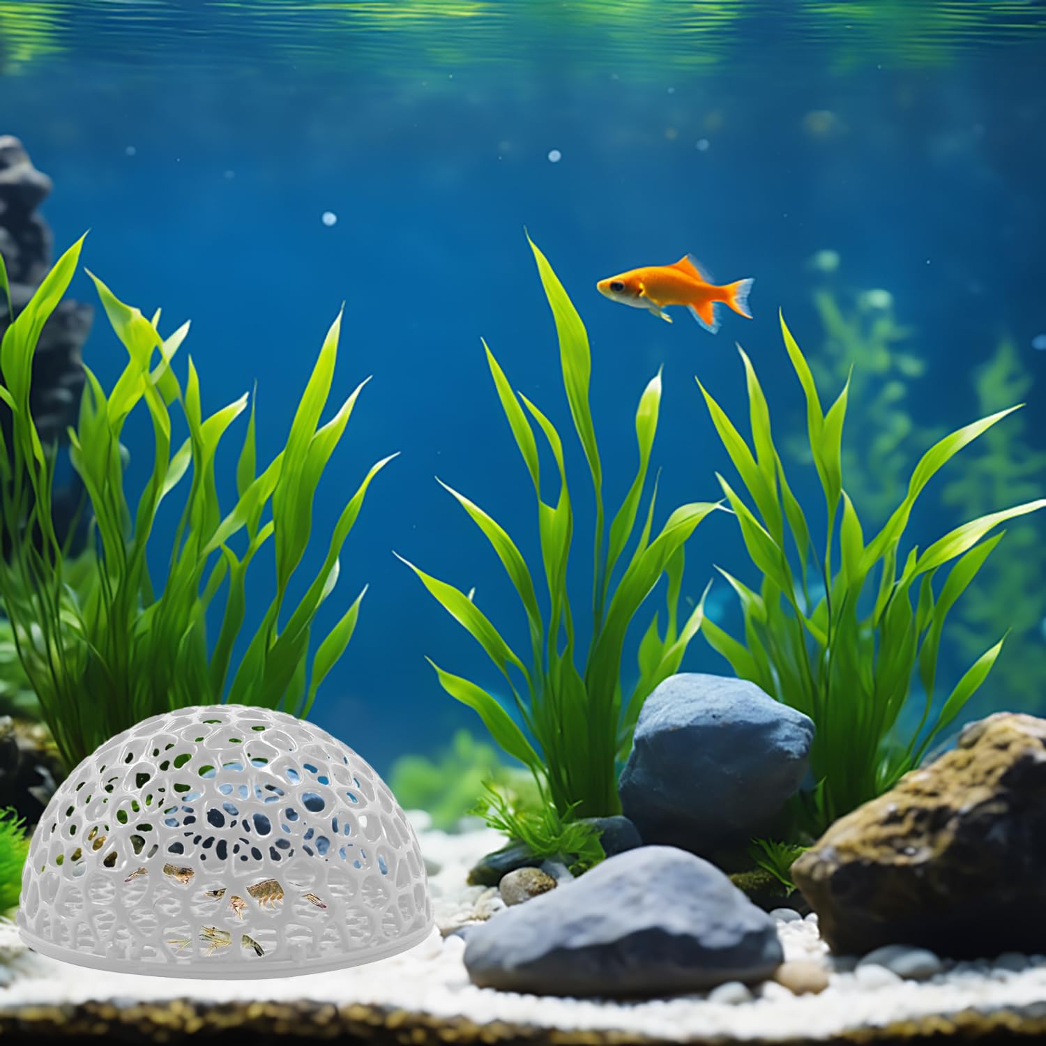 Refugio poroso para acuario JINJUMEI, fácil de colocar