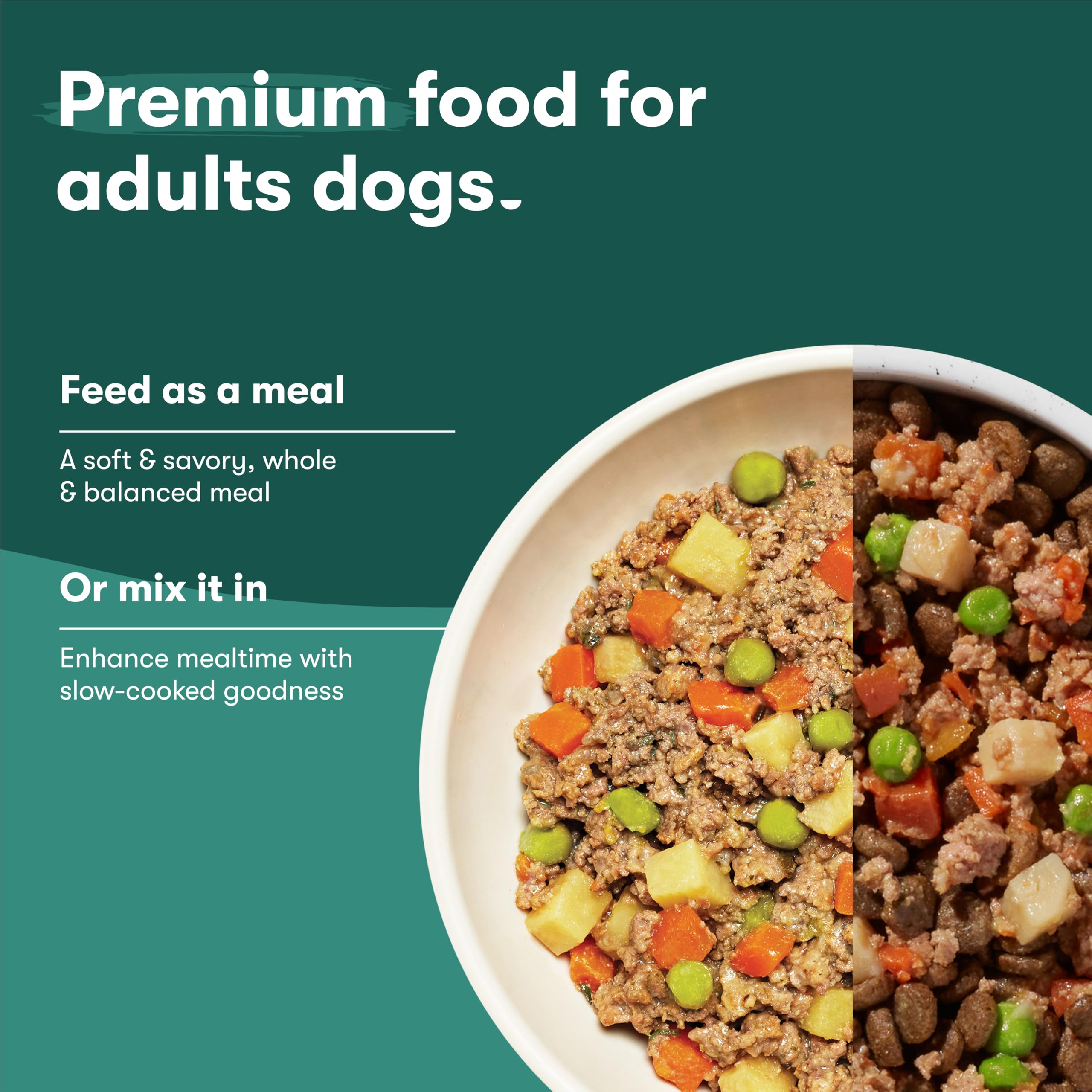 Jinx completo-o-topper se adapta como comida principal o topping nutritivo para perros.