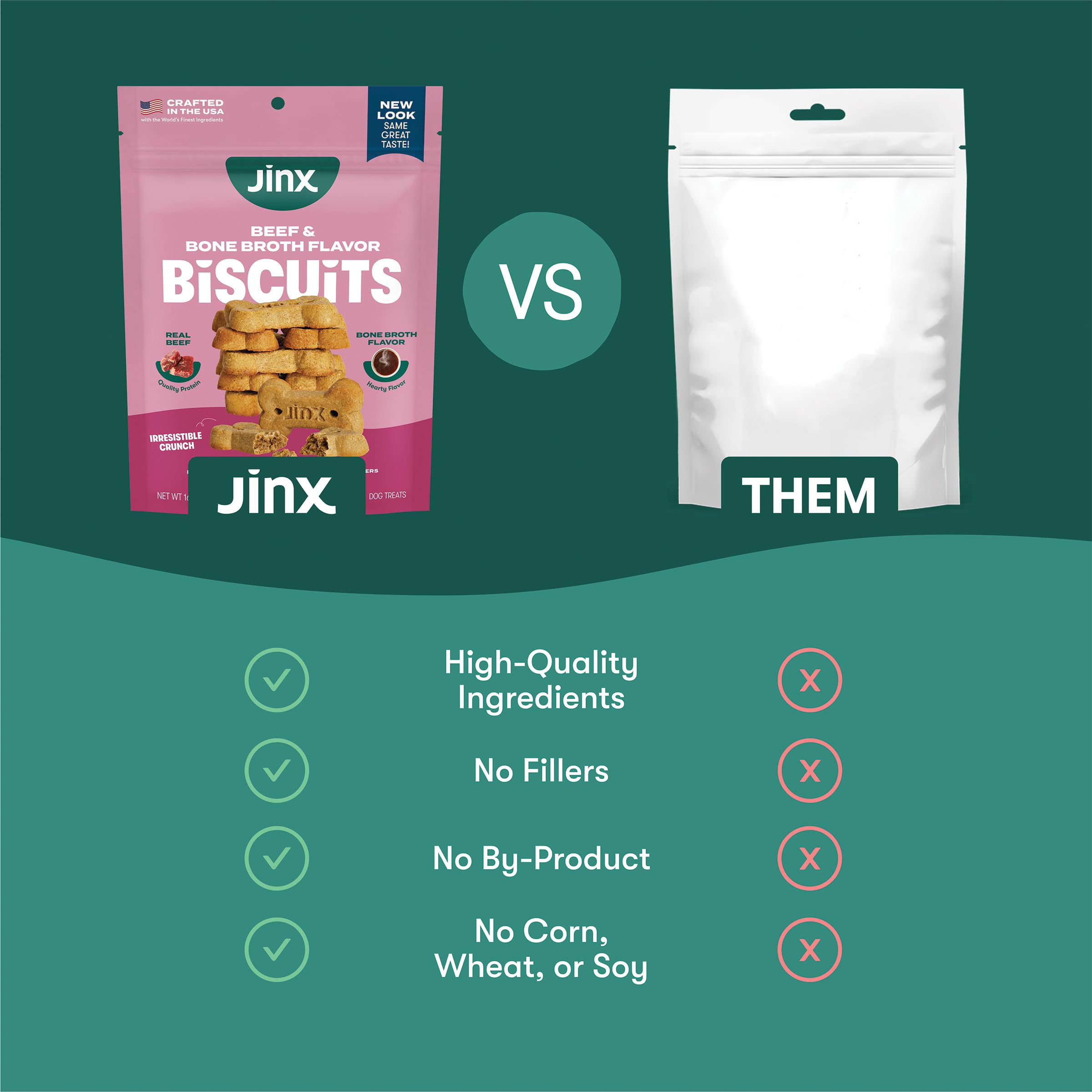 Galletas Jinx elaboradas en Estados Unidos con ingredientes de alta calidad