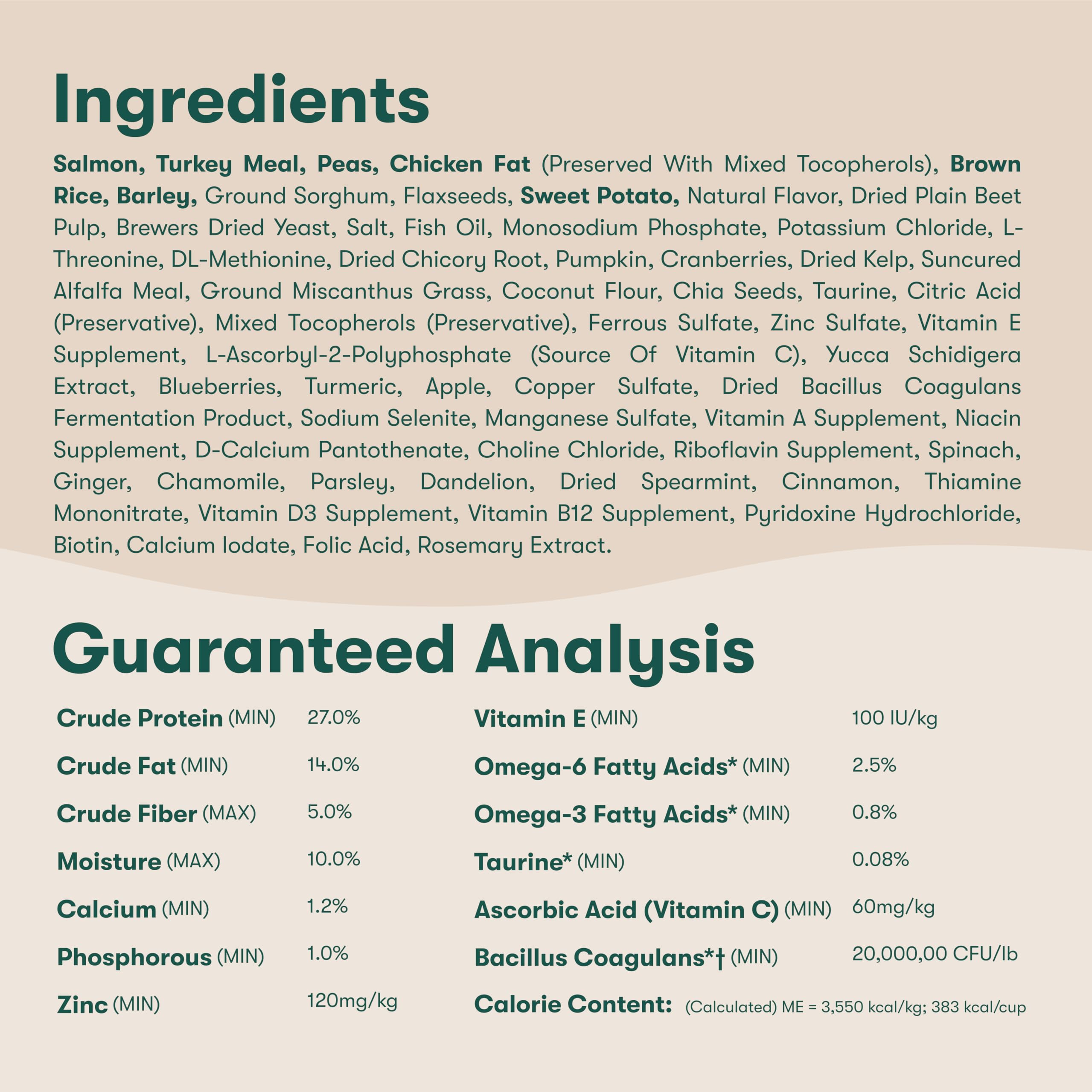 Jinx ingredientes limpios sin maíz, trigo ni soya.