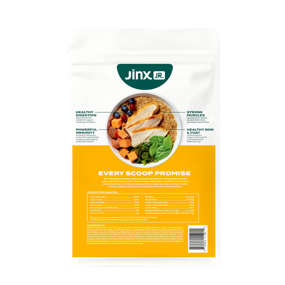 Jinx Premium Puppy 4lb bag provides convenient puppy nutrition