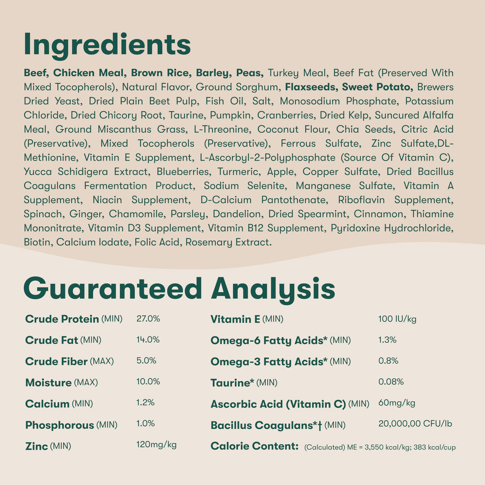 Jinx Premium Taurine and Biotin promote heart function and coat vitality.
