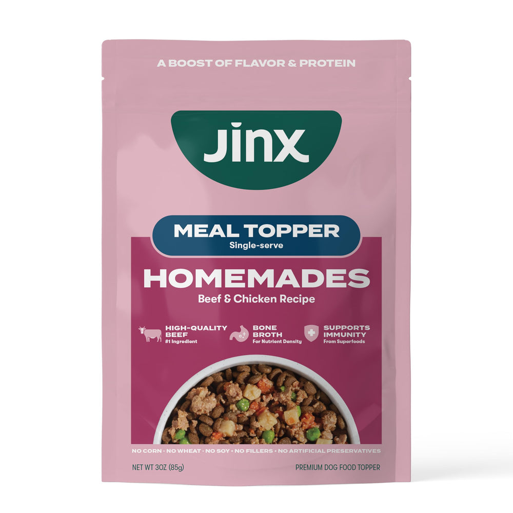 Jinx res y pollo húmedo en 8-pack, ideal como comida completa.