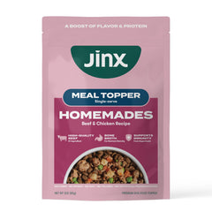 Jinx res y pollo húmedo en 8-pack, ideal como comida completa.
