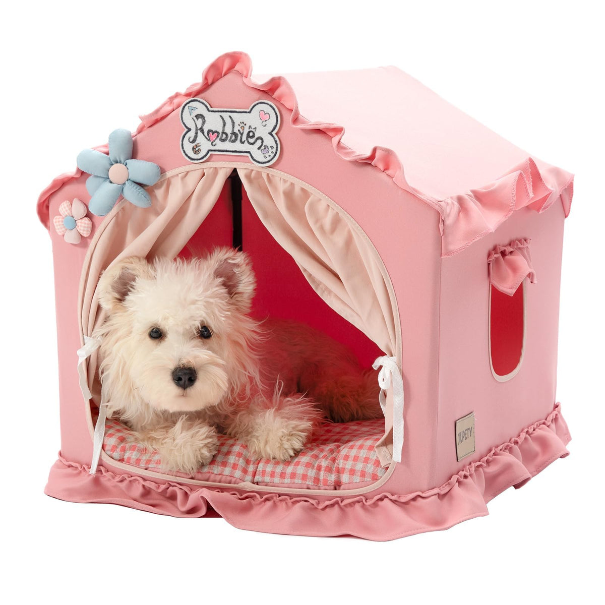 Jiupety casa interior para perro con armazon, espacio amplio para dormir