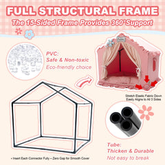 Jiupety soporte-360-casa-perro-rosa: estructura estable para evitar colapso.
