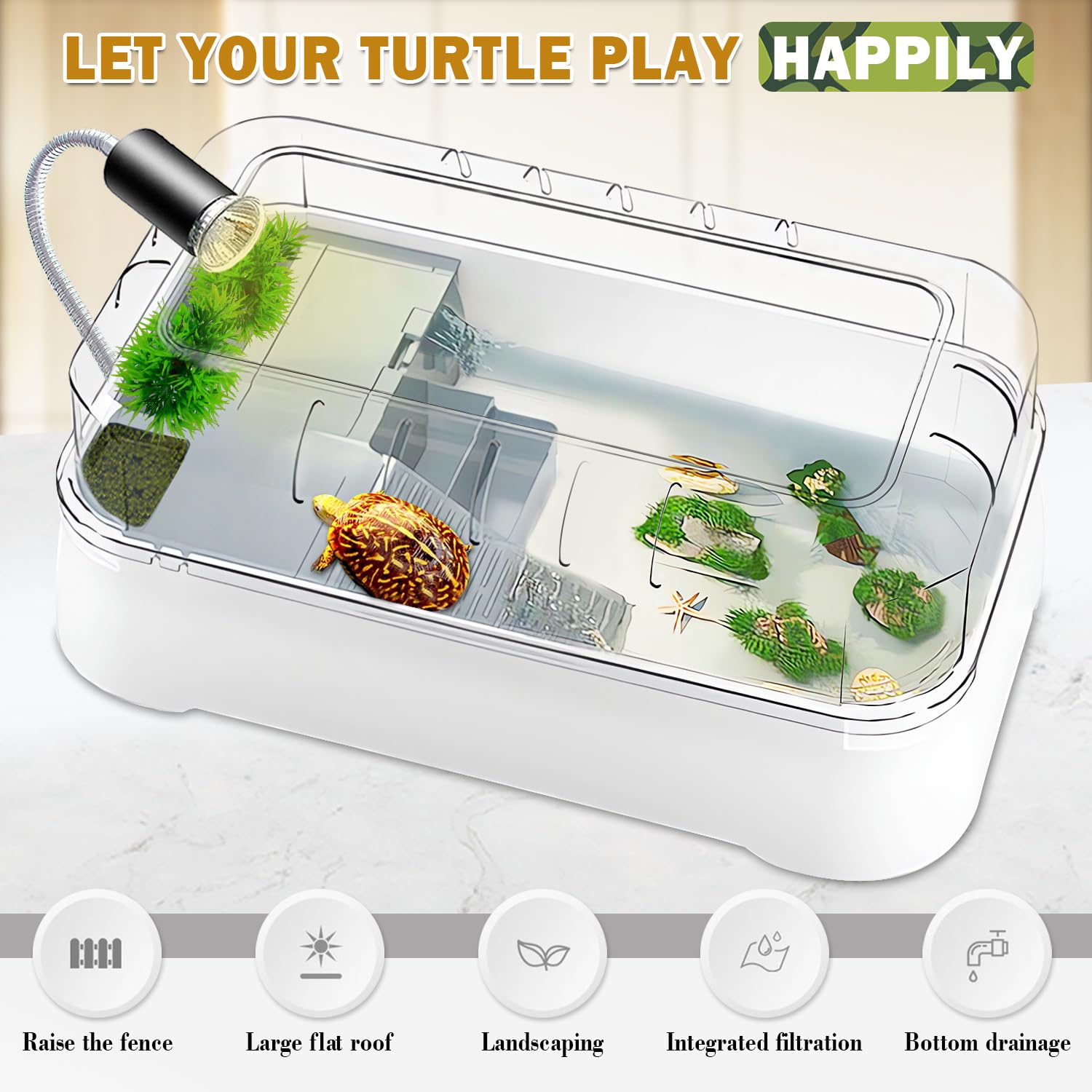 JIURUN tortuga kit acuario lámpara UVB ajustable para temperatura adecuada