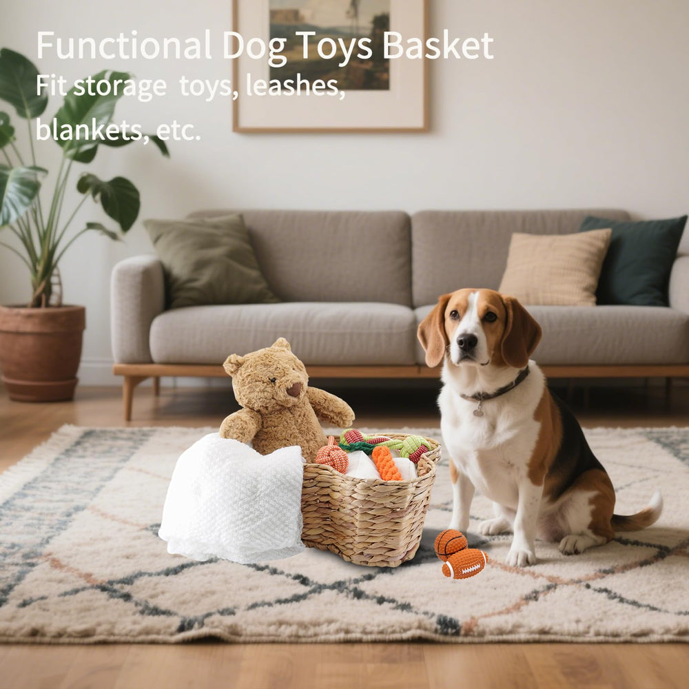 JJSQYLAN cesto-juguetes-perro tejido-natural añade calidez y organización en casa.