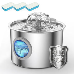 Fuente JLVDXN para gatos en acero inoxidable 304 con estilo flor y agua fresca.