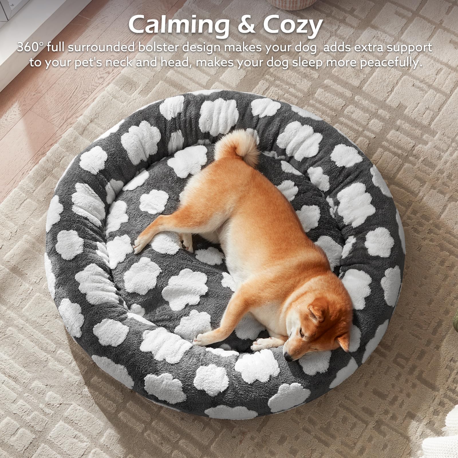 Tejido de peluche en JOEJOY cama, tacto suave y acogedor.