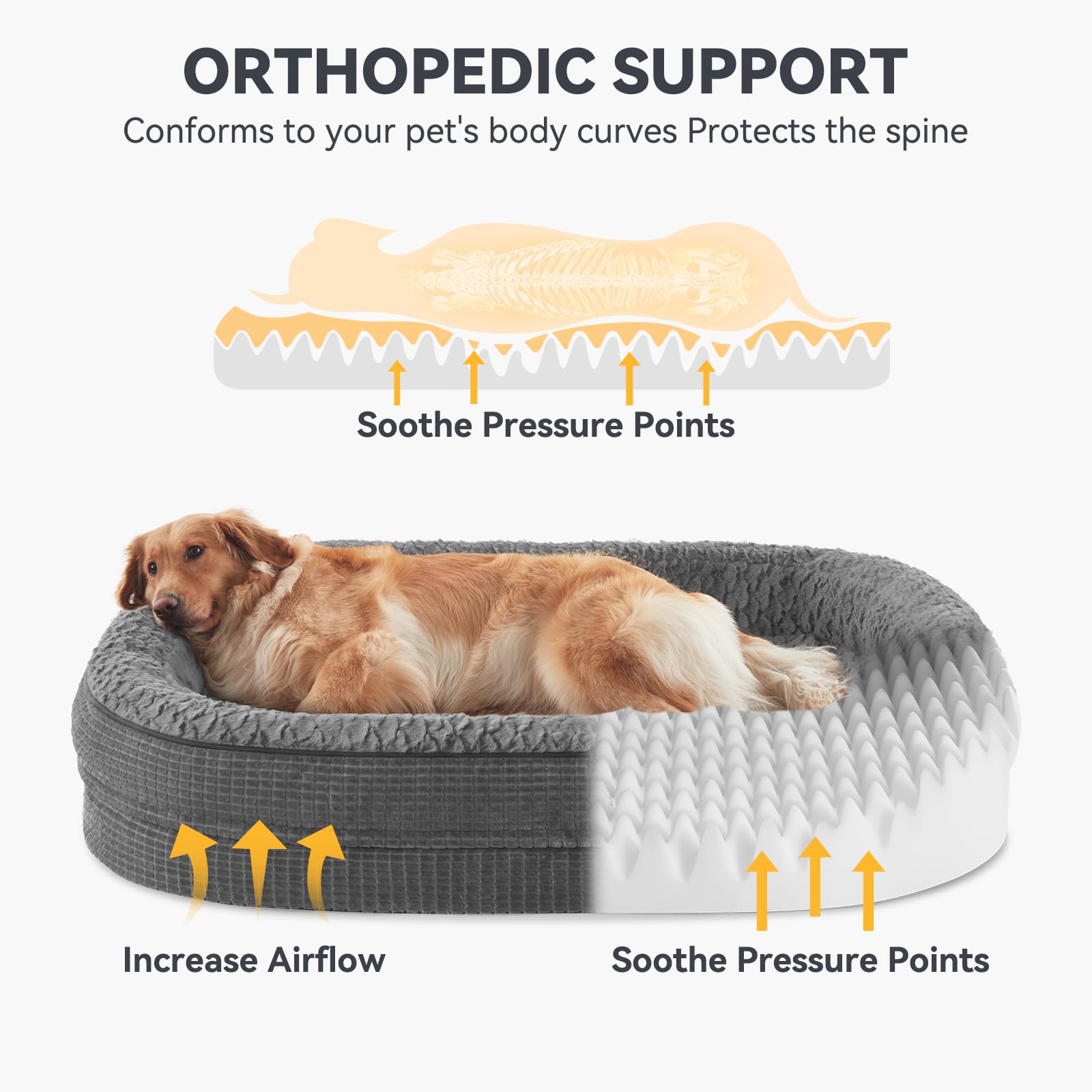 JOEJOY cama-ortopedica-perro-grande-borde-360-grados ofrece seguridad para dormir.