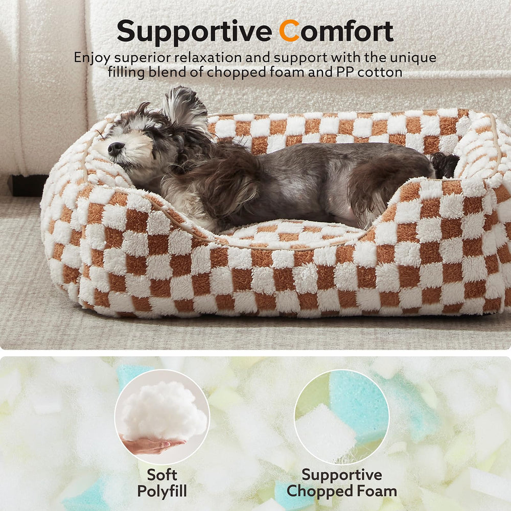 Cama JOEJOY con borde alzado ofrece apoyo para la cabeza y el cuello.