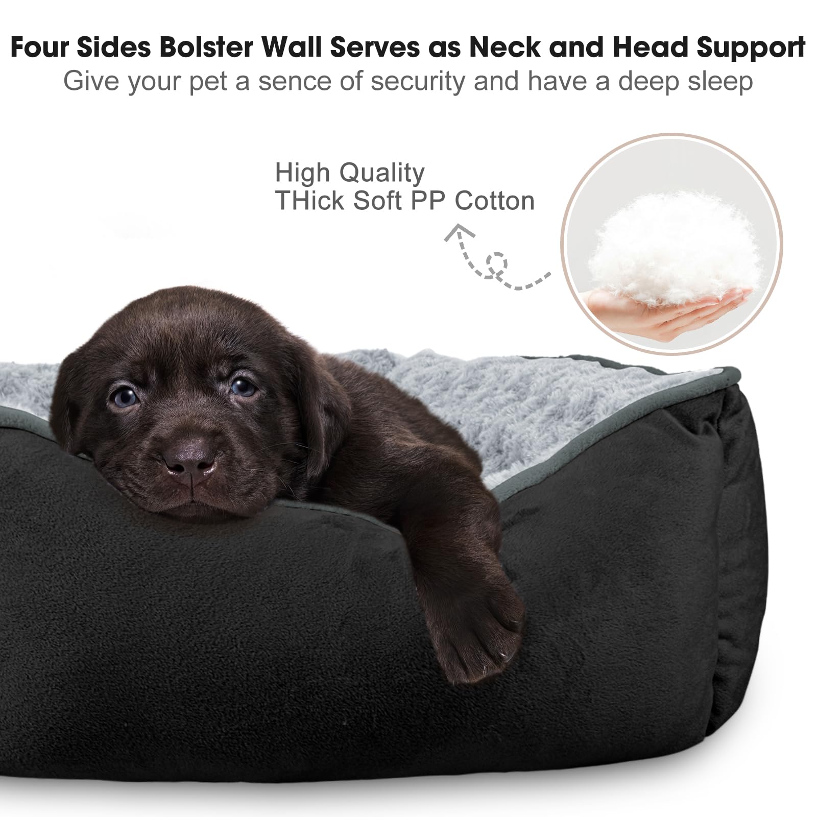 Joejoy Cama Perro Rectangular: forro felpa suave para mayor confort.