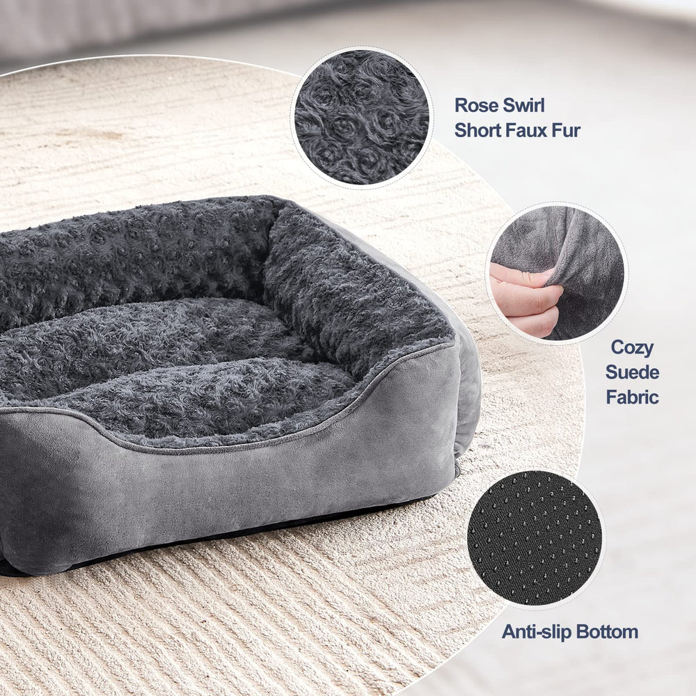 JOEJOY cama rectangular tapizada en peluche rosado para confort cálido.