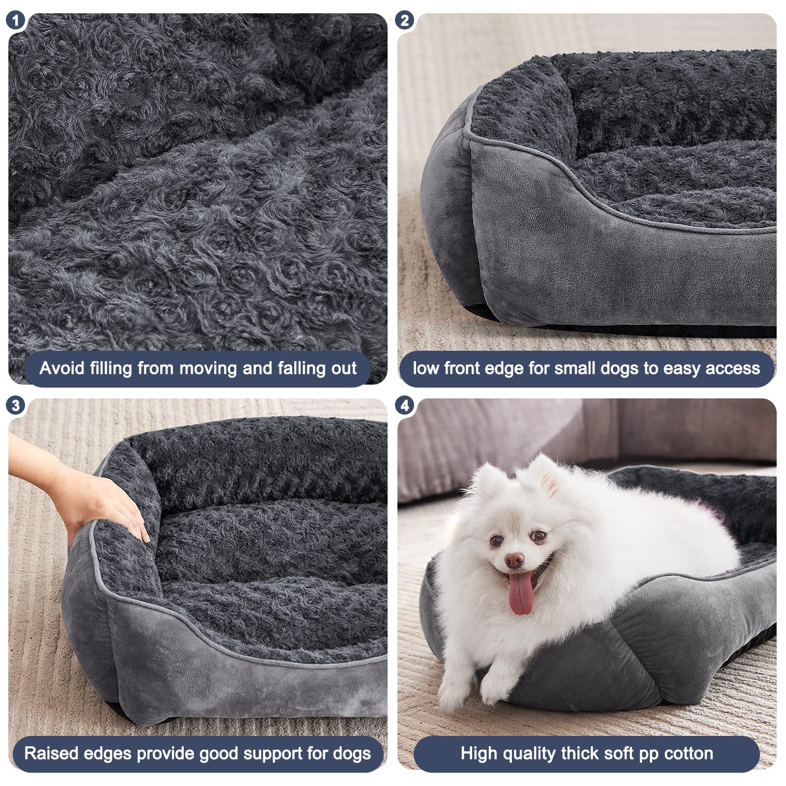 JOEJOY cama rectangular disponible en varias tallas para perros pequeños a medianos.