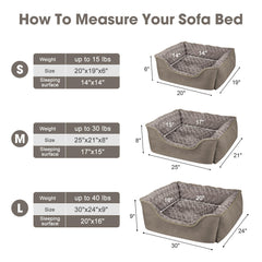 Cama JOEJOY disponible en varias tallas para razas pequeñas a grandes.