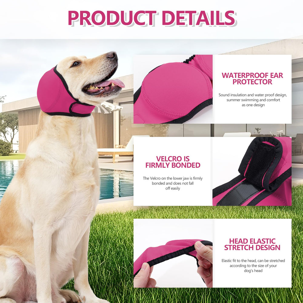 JOHNBOLIN protector de orejas para perros rosa con ajuste rápido