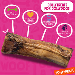 Perro grande masticando hueso de tuétano Jolly Barks para higiene dental