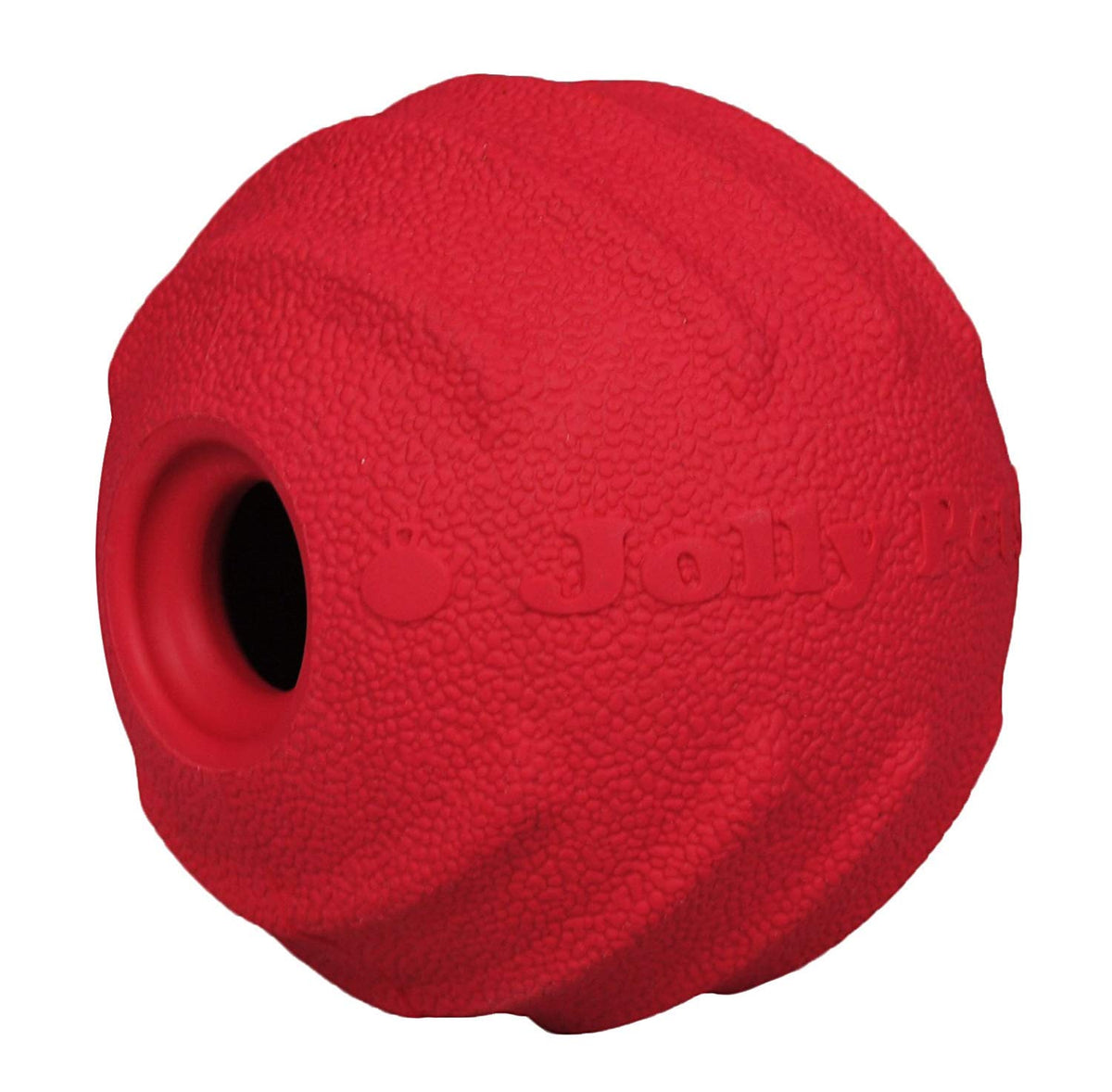 Jolly Pets Tuff Tosser; bola roja rebotante para perros activos y masticadores.