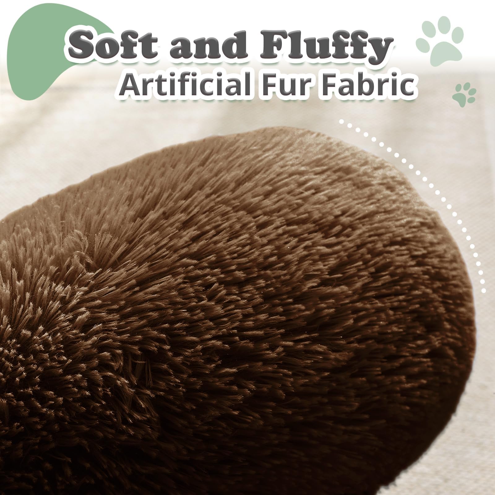 Cama redonda JOLLYVOGUE para gatos, felpa suave y apoyo para dormir tranquilos.