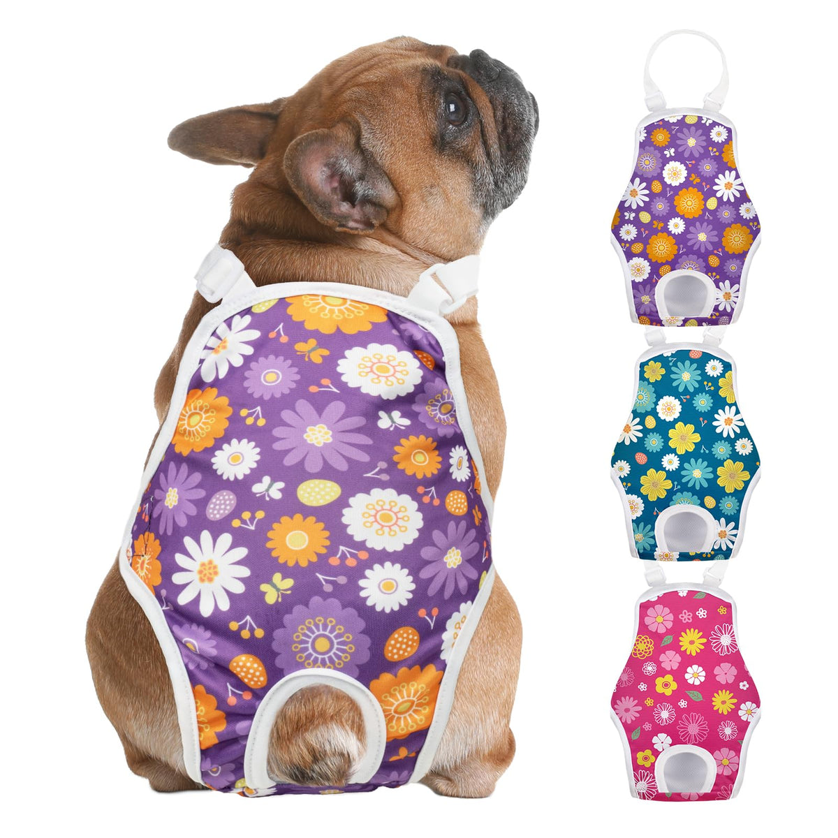 Pañales Jollywoods lavables, tres paquetes, ajuste seguro para perros.