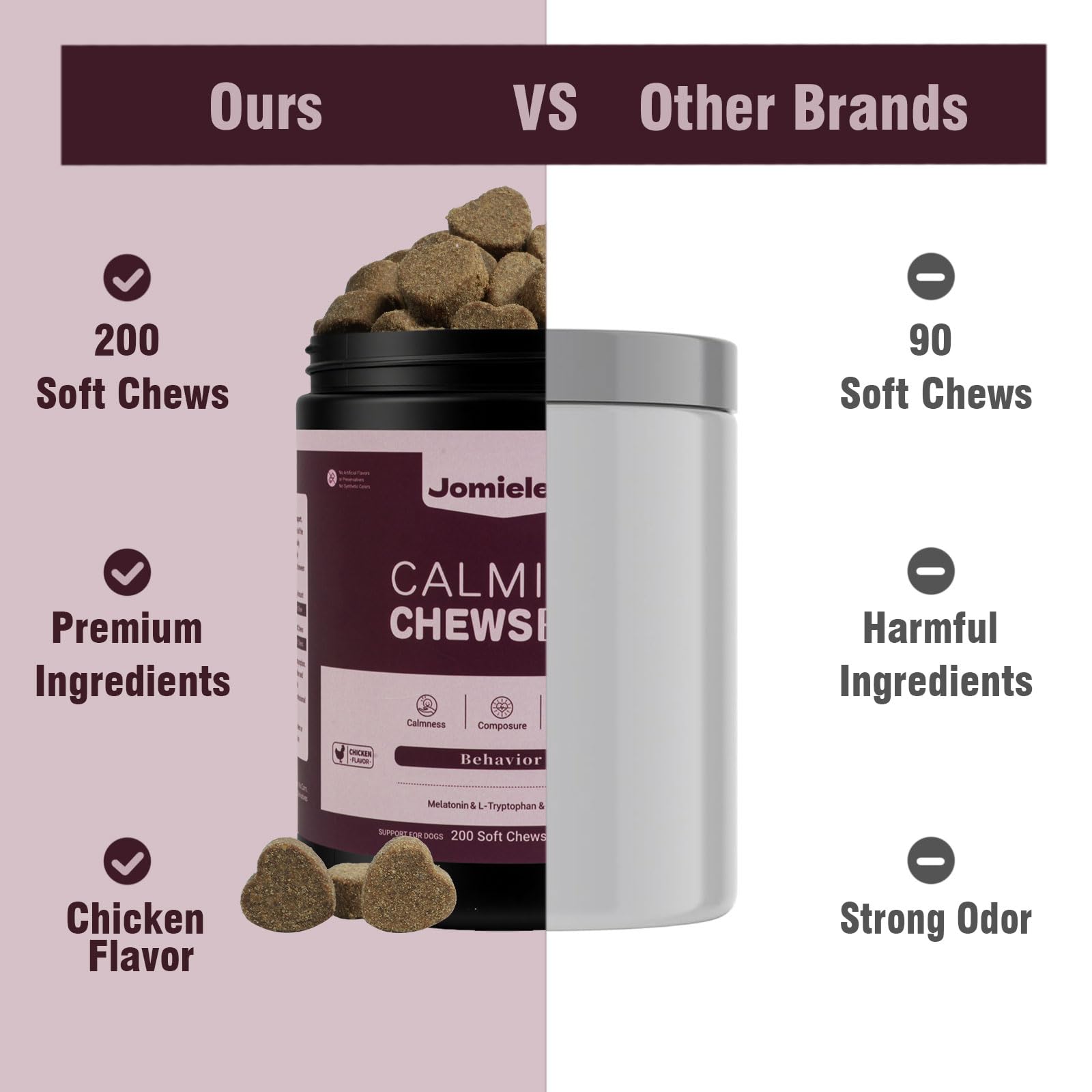 Jomielerr Calming Chews, para perros de distintos tamaños, opción diaria de comodidad