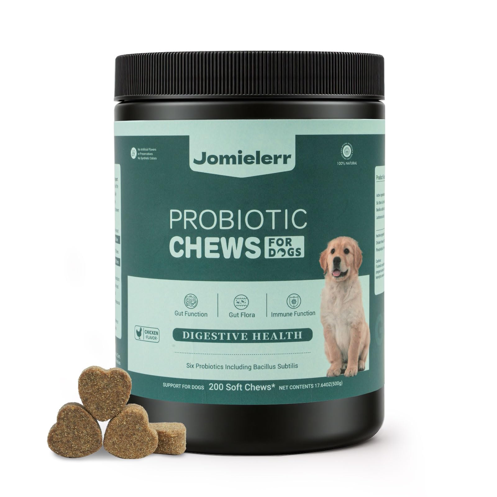 Jomielerr Probióticos para perros, foco digestivo: soporte suave para estómagos sensibles.