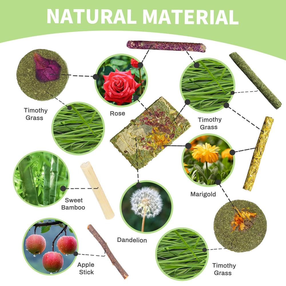 JONS NTY palitos de hierba timothy naturales para roer, promueven desgaste dental suave.