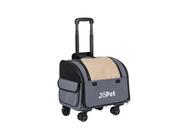 JoPet bolsa para mascota con ruedas en modo mochila, ideal para viajes cortos.
