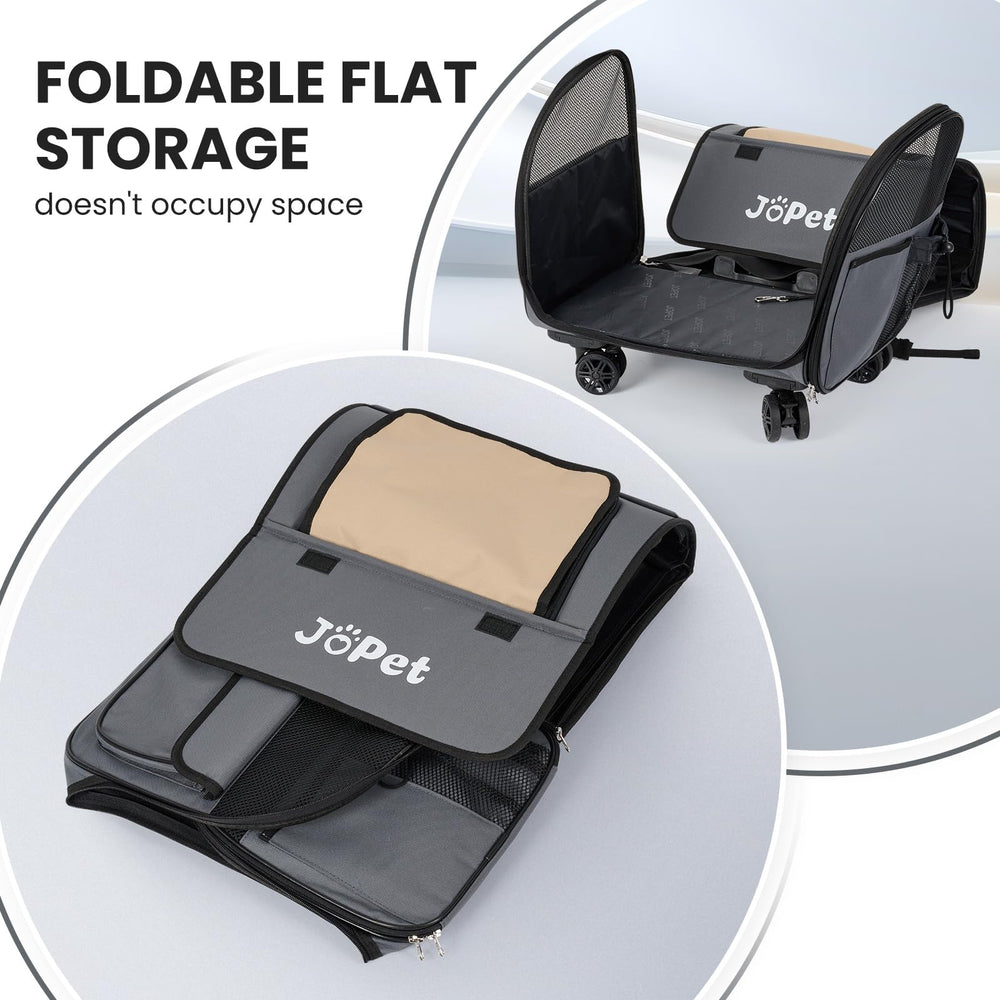 JoPet ruedas desmontables permiten adaptar el transporte a cada ruta.