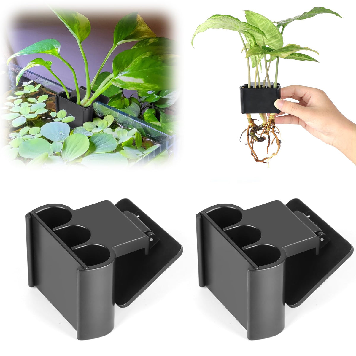 joqepy portaplanta acuario colgante con clip, fijación estable para plantas