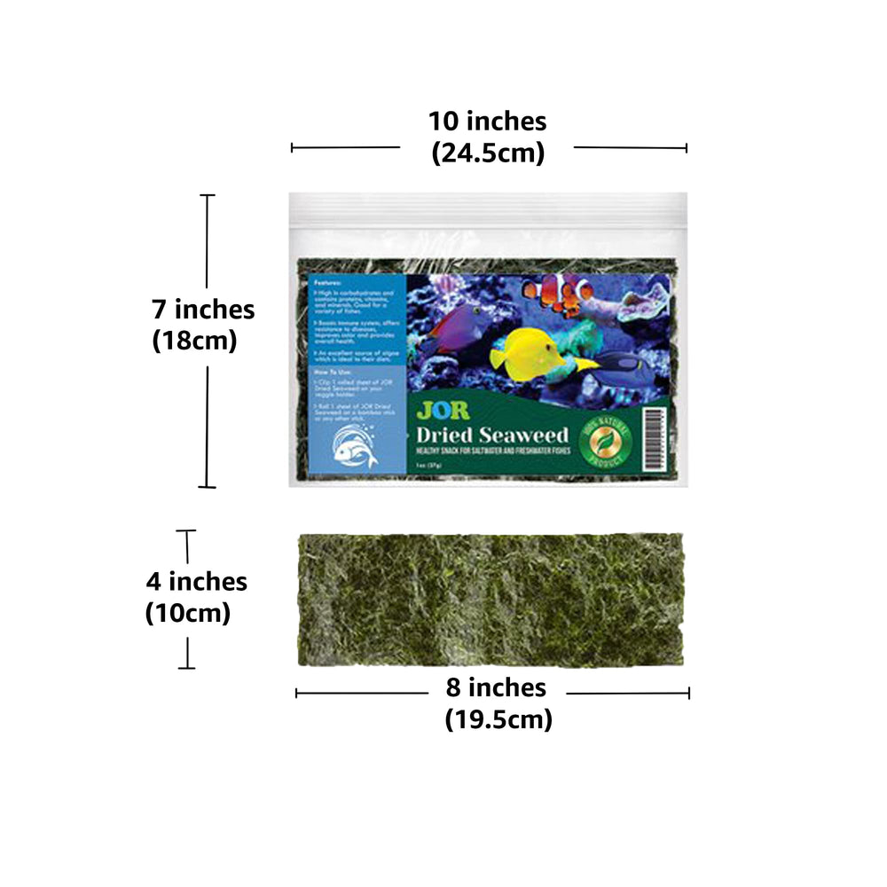 JOR hojas-alga-marina-snacks-nutritivos-diarios: aporta vitaminas para el bienestar del acuario.
