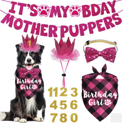 Bandana de cumpleaños JOTFA para perros, rosa, ideal para fotos festivas