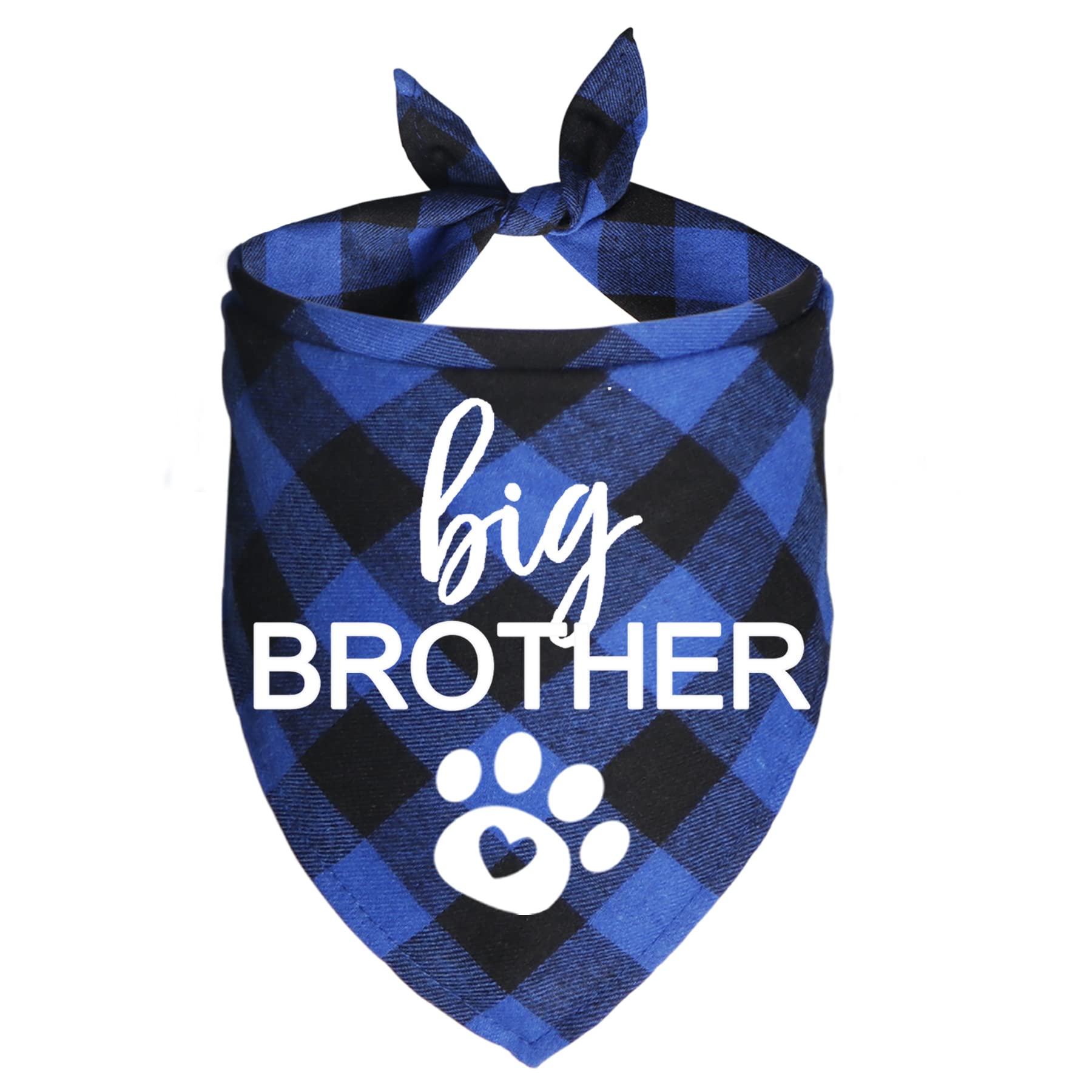 Bandana JOTFA Gran Hermano para perro en azul con cuadros, ideal para fotos.