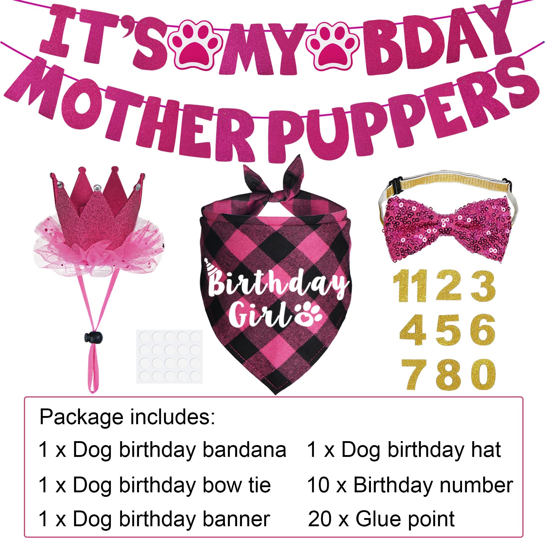 Corbatín de cumpleaños JOTFA para perros, rosa, añade estilo al evento