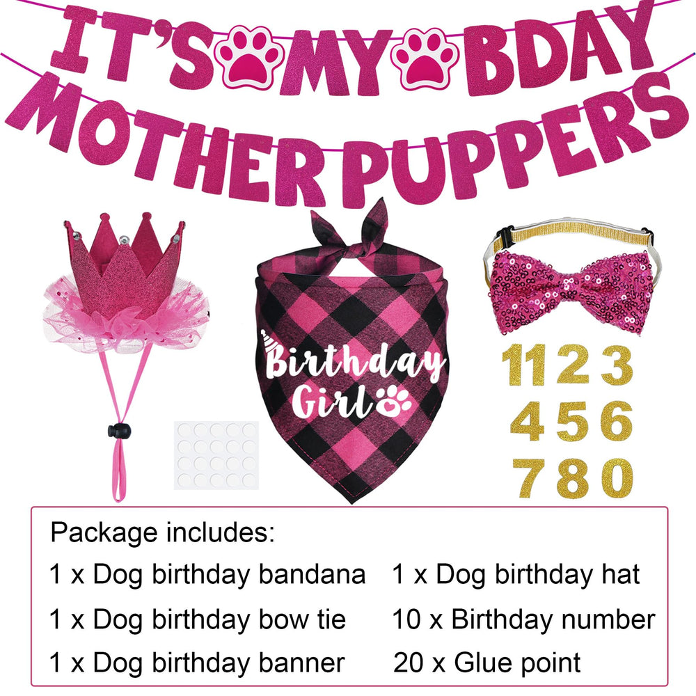 Corbatín de cumpleaños JOTFA para perros, rosa, añade estilo al evento