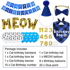 JOTFA lazo de cumpleaños para gatos, decorativo y ajustable