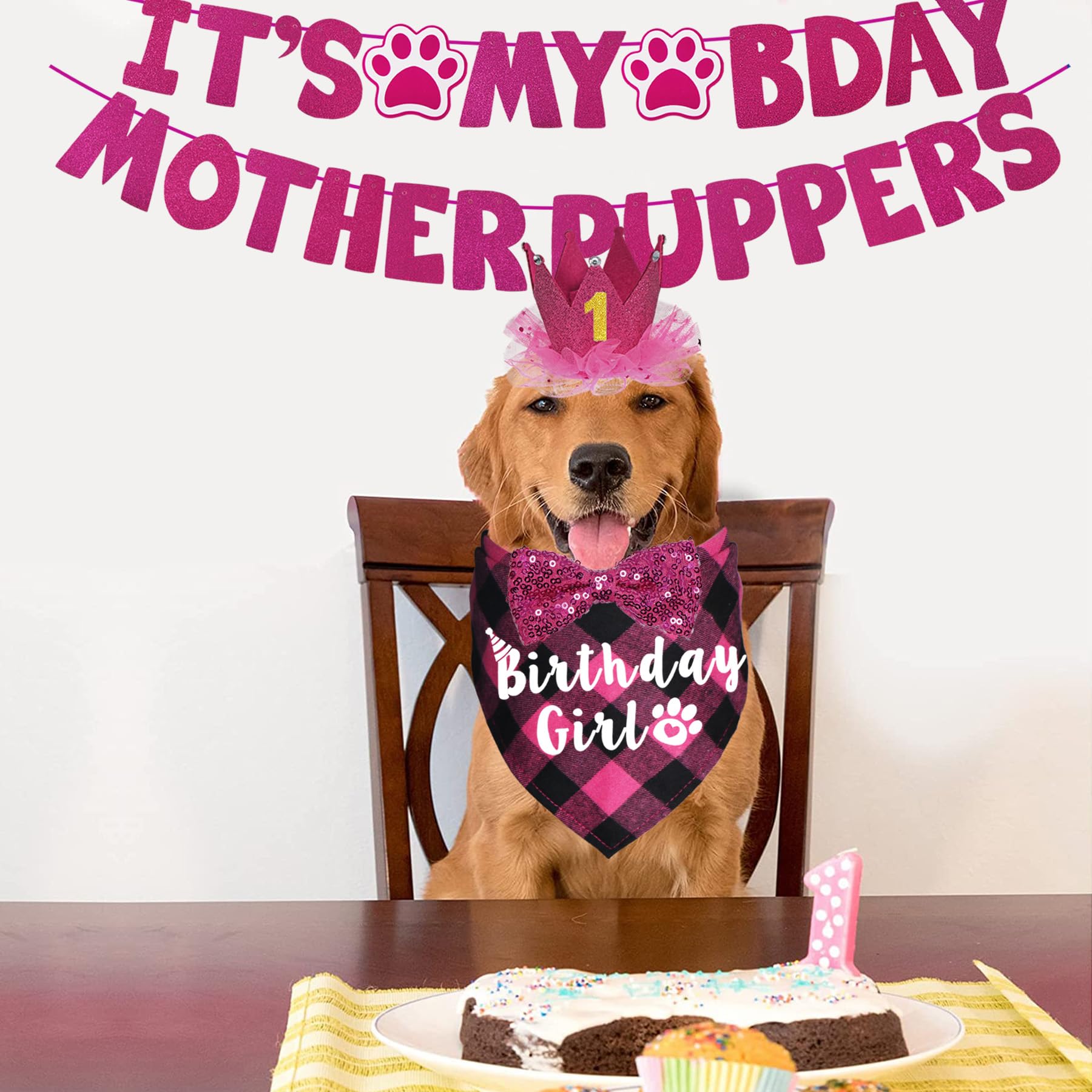 Sombrero de cumpleaños JOTFA para perros, rosa, perfecto para sesiones de imágenes