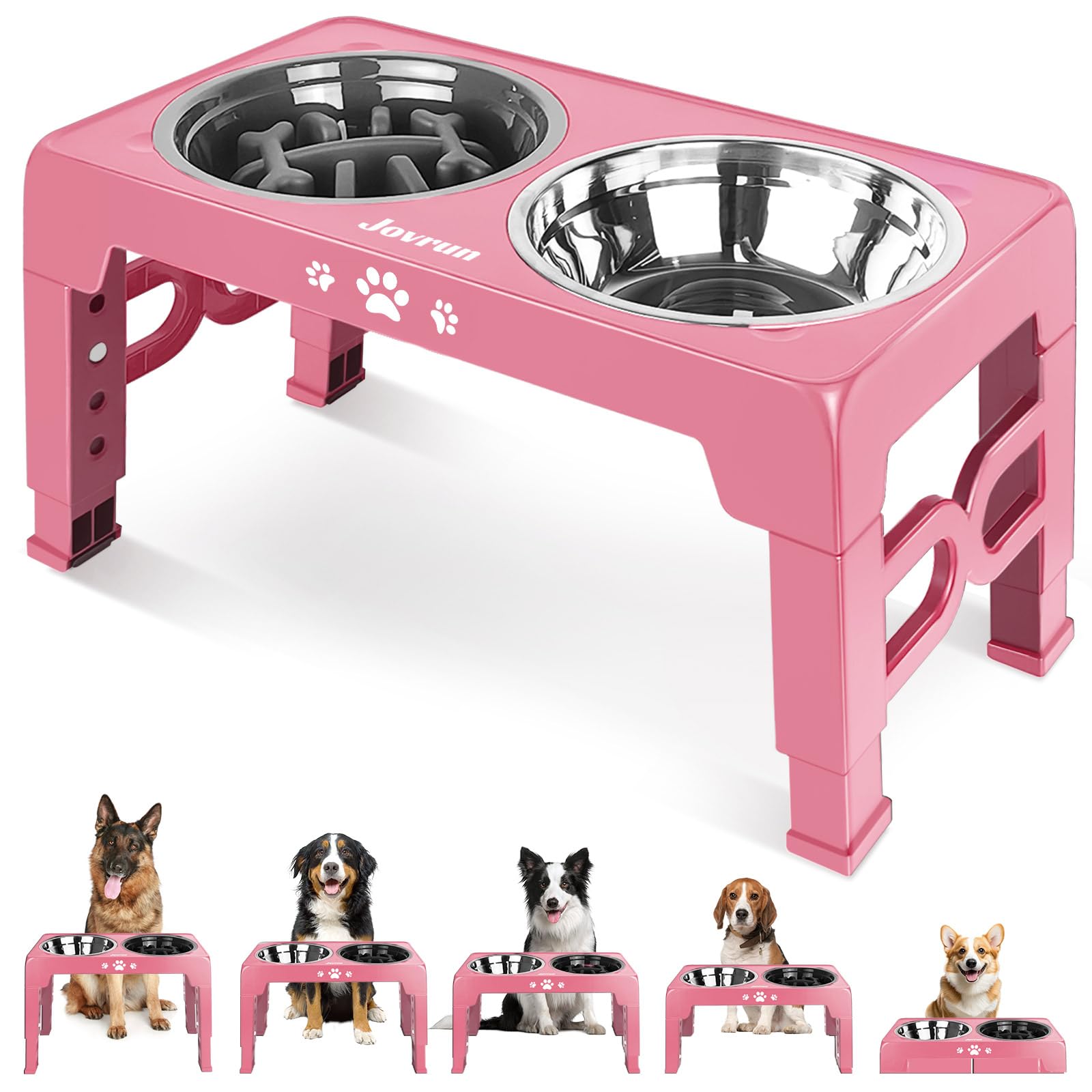 Plato de acero inoxidable Jovrun para perro mediano, duradero y fácil de limpiar.