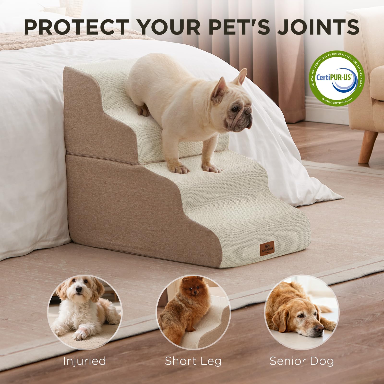 Joydeco escalera antideslizante para perros con base estable.