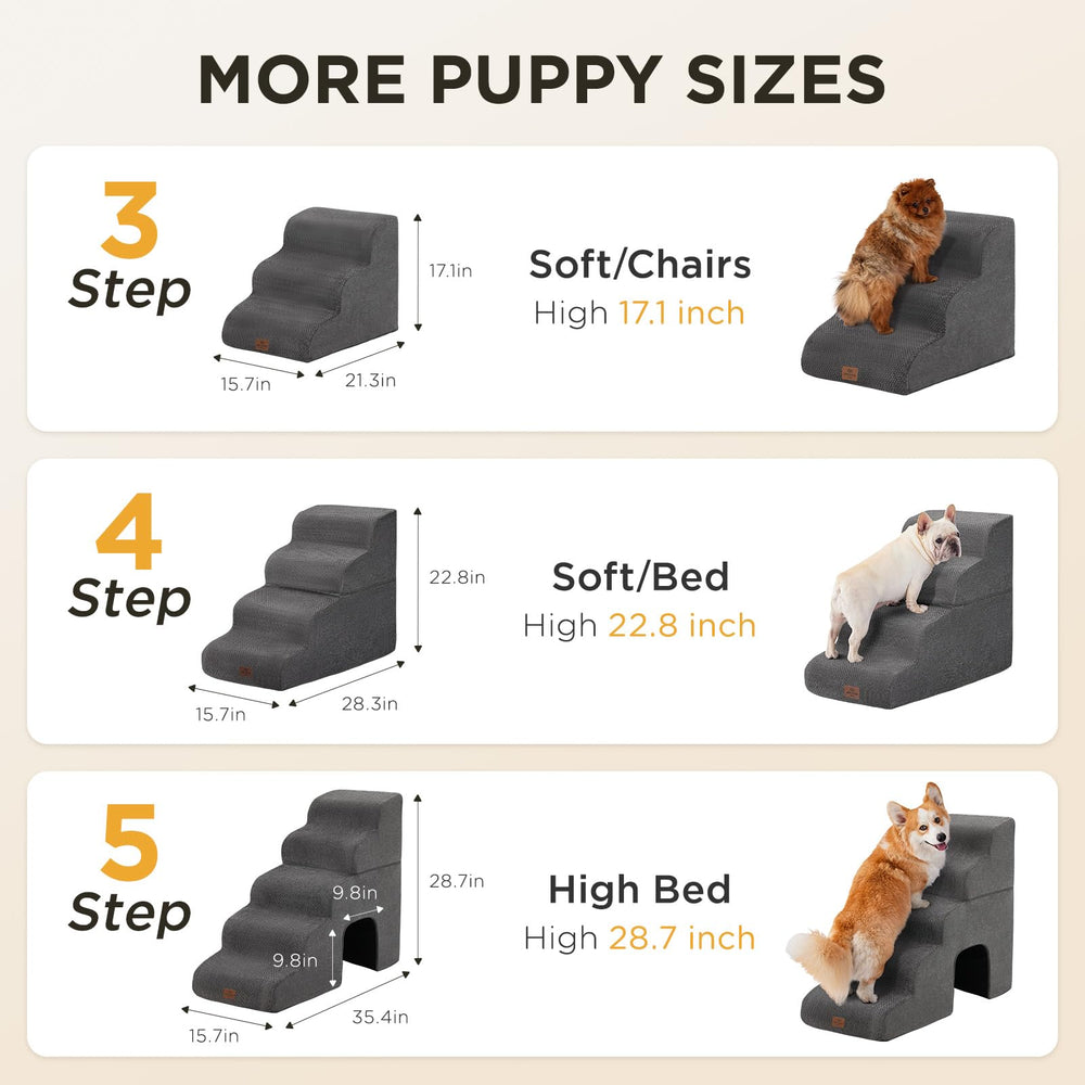 Joydeco escaleras para mascotas, diseño suave ayuda a subir sin esfuerzo.