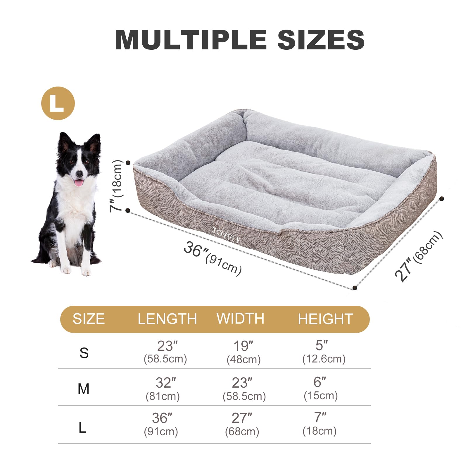 La cama JOYELF con reborde alzado ofrece soporte para cuello y cabeza.