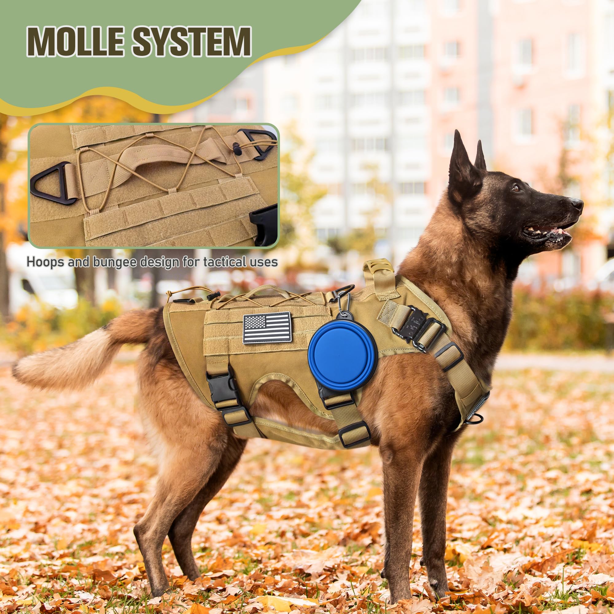 Sistema MOLLE JOYFLARE con paneles dorsales, para llevar accesorios y parches.