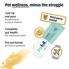 Sabor carne natural de JoyFull Probiotics para perros.