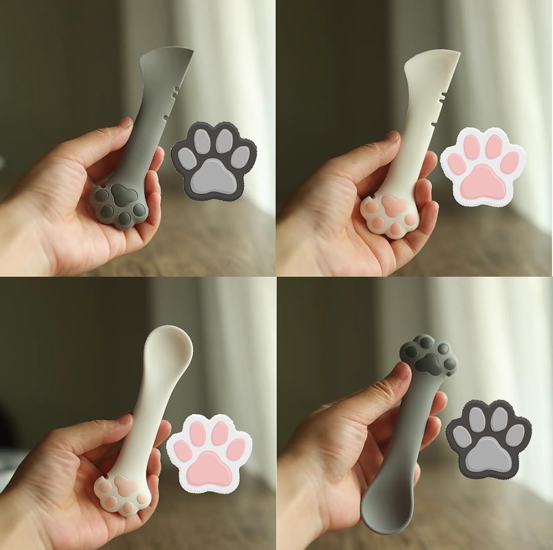 Joyinjojo pack duradero gris, dos utensilios para mascotas, diseño compacto.