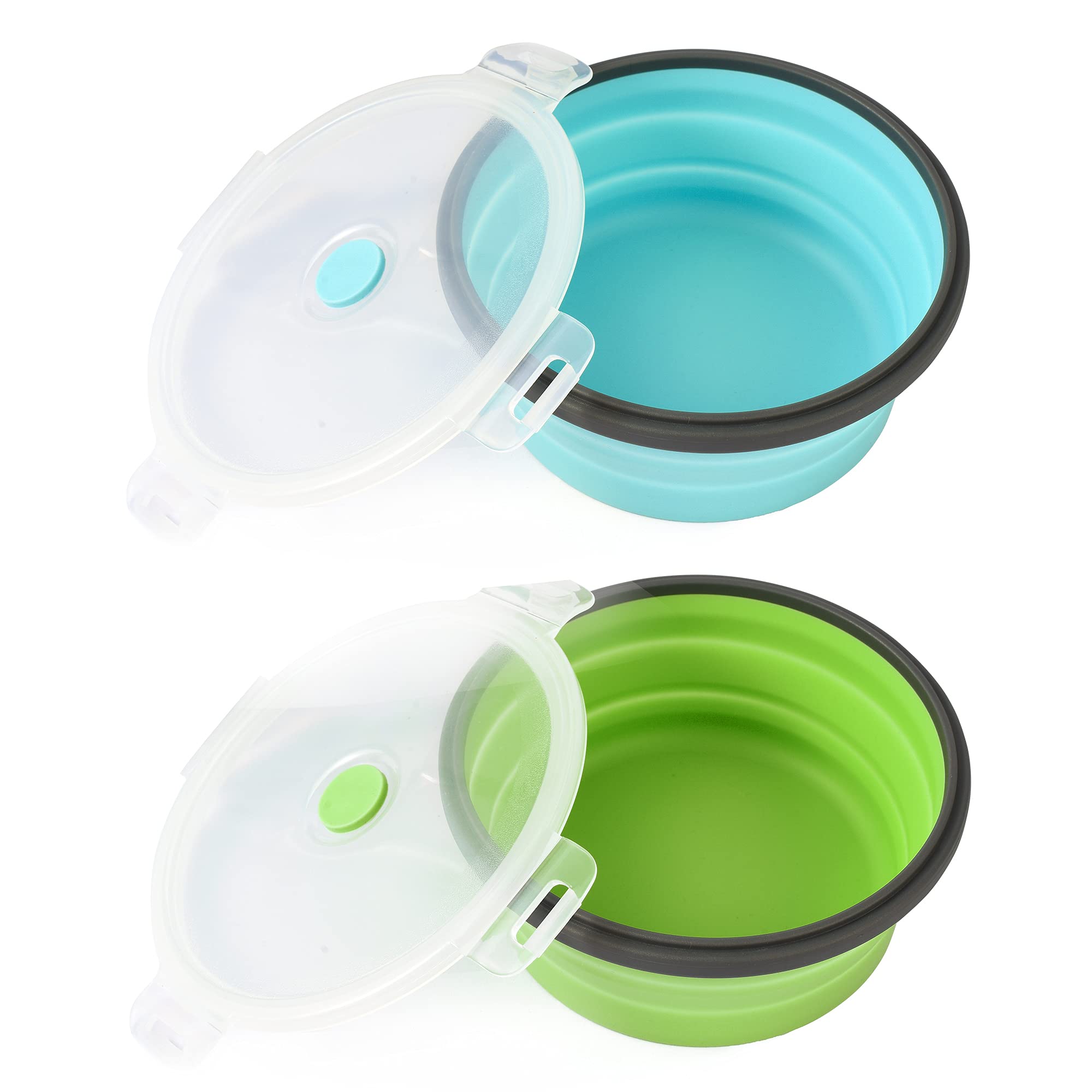 Joyinjojo tazones plegables 40oz con tapas, ideales para comida y agua en viaje