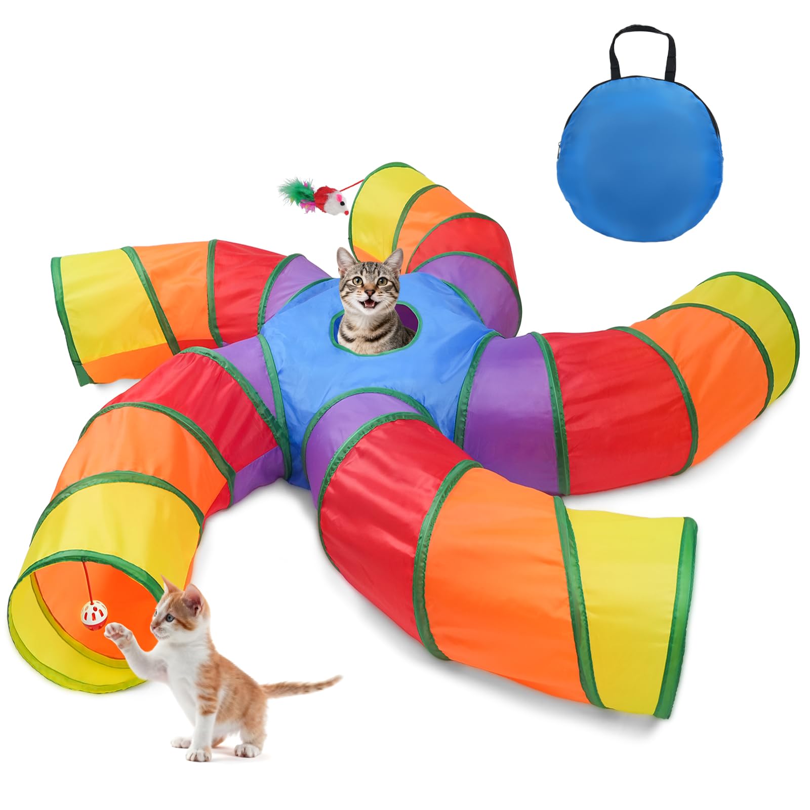 Joytale tuneles para gatos, vista frontal, ideal para juego social seguro