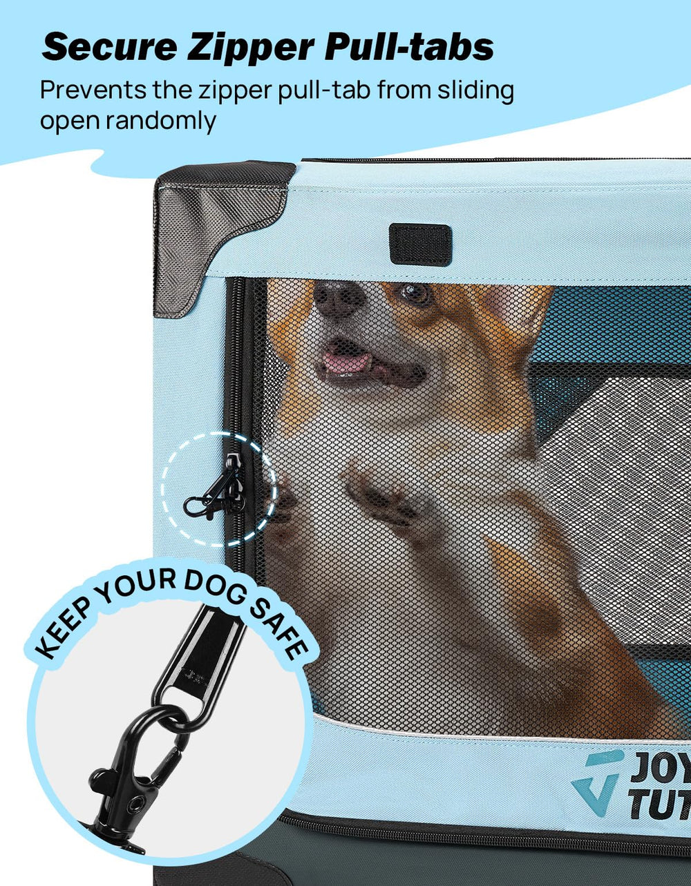JOYTUTUS jaula plegable con cojín removible para viajes cómodos