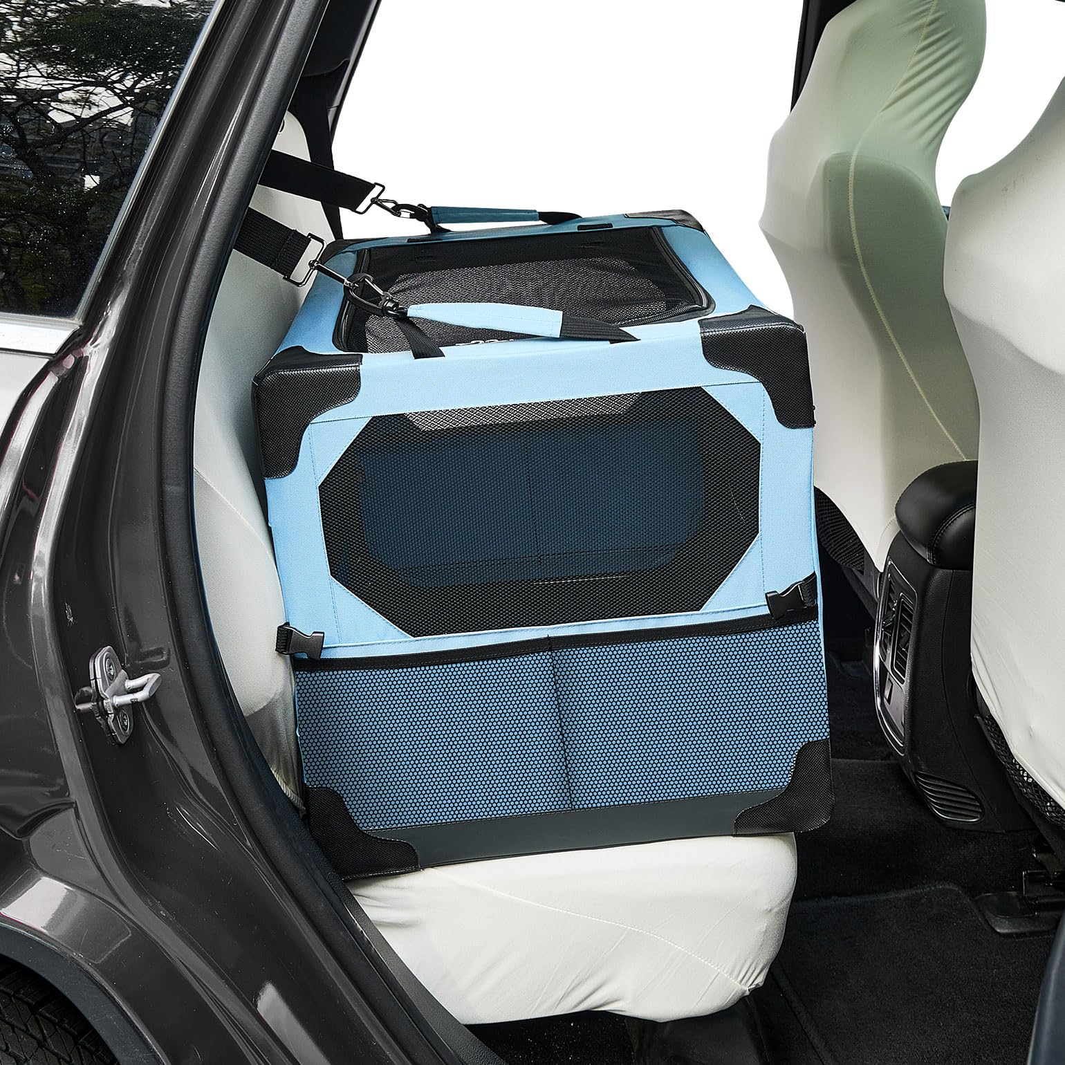 JOYTUTUS jaula plegable para perros de 26 pulgadas en coche, ideal para viajes
